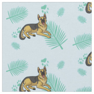 Tissu paumes de bleu de gsd