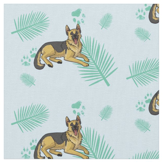 Tissu paumes de bleu de gsd (Fermer)