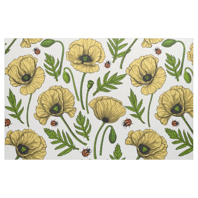 Tissu Pavot jaune et coccinelle (Fat Quarter)