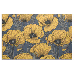 Tissu Pavot jaune sur la marine