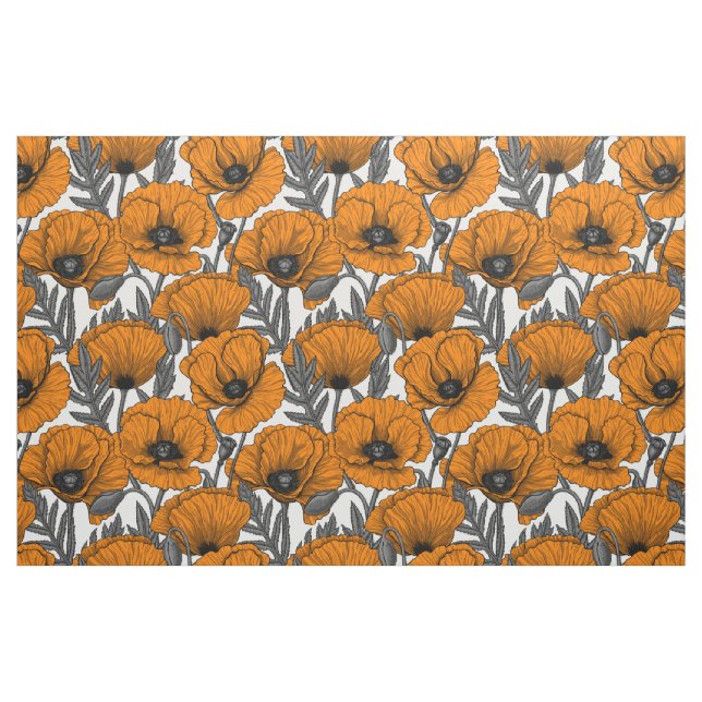Tissu Pavot orange sur blanc (Fat Quarter)