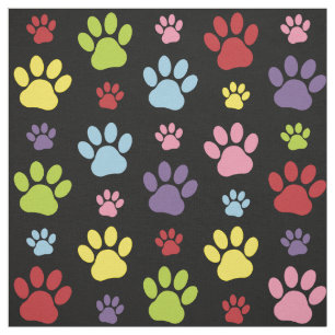 Tissu Paws Colorés, Motif Paw, Empreintes de pattes, Paw