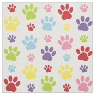 Tissu Paws colorés, Motif Paw, Paws de chien, Empreintes
