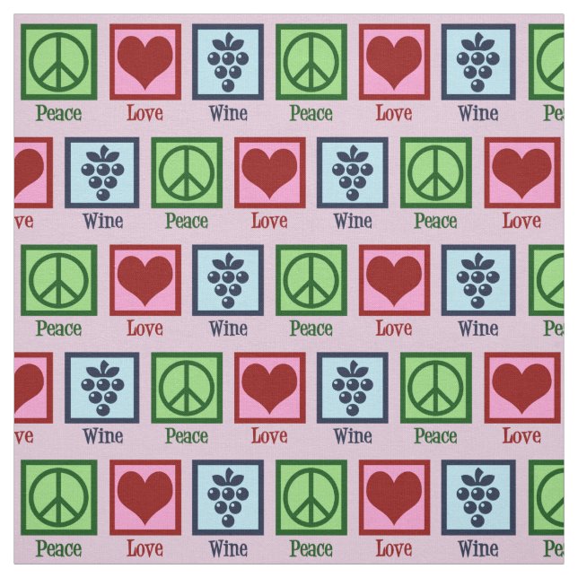 Tissu Pays des vins Peace Love (Échantillon)