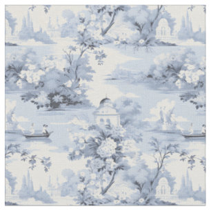 Tissu Paysage Bleu & Ivoire