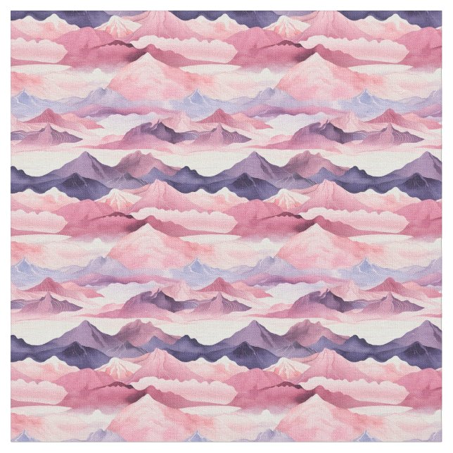 Tissu Paysage de montagne rose et violet (Fermer)