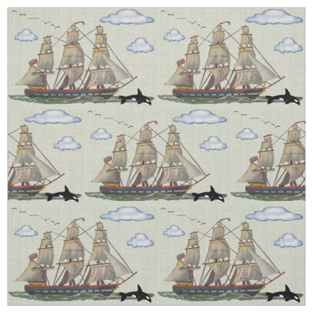 Tissu Paysage marin grand de bateau (Échantillon)