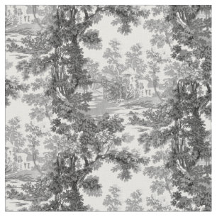 Tissu Paysage Vintage Toile-noir et blanc
