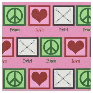 Tissu Peace Love Baton Twirling