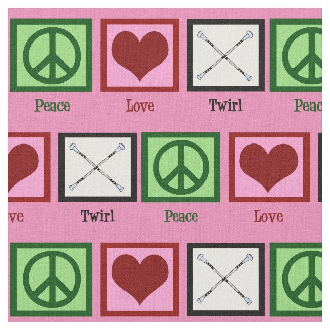 Tissu Peace Love Baton Twirling (Fermer)
