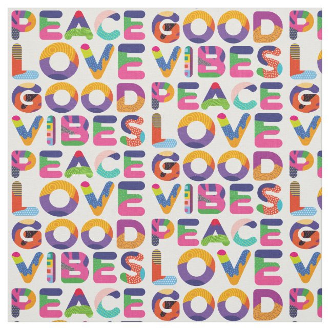 Tissu Peace Love Good Vibes (Échantillon)