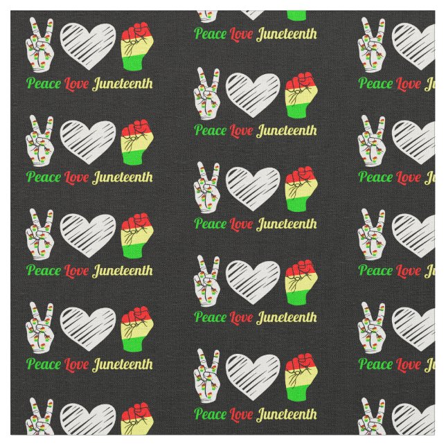 Tissu Peace Love JunetDix Rouge Vert Jaune Noir (Fermer)