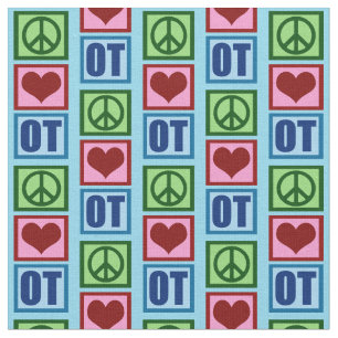 Tissu Peace Love OT Motif d'ergothérapie