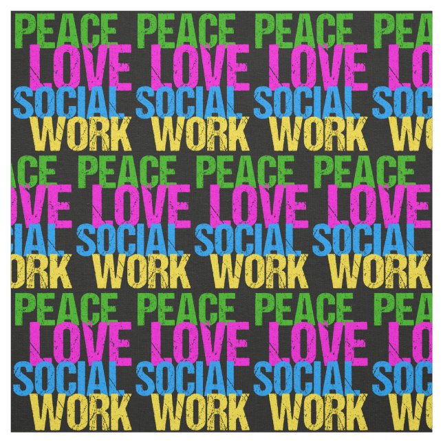 Tissu Peace Love Travail social (Échantillon)