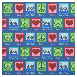 Tissu Peace Love Water Polo Team Blue