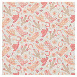 Tissu Peach Fuzz Super Cowgirl bottes et casquettes