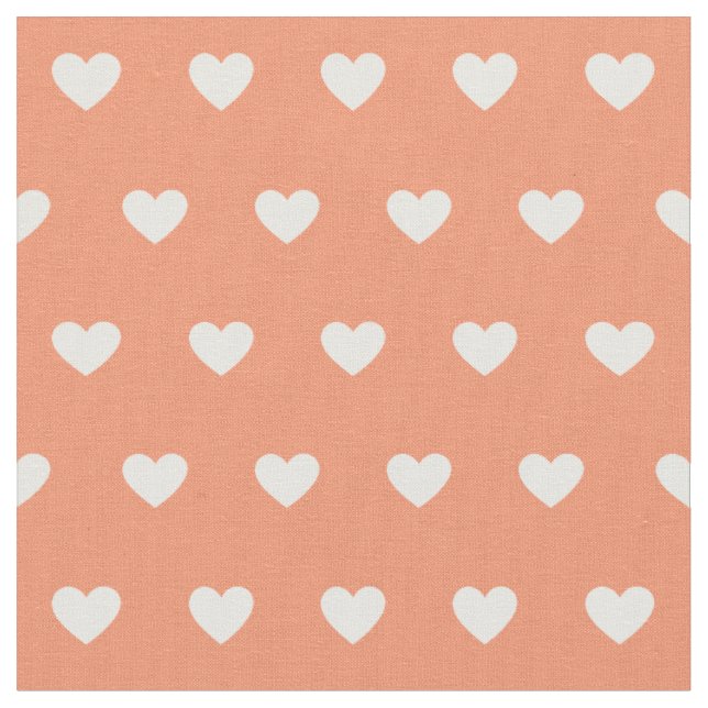 Tissu Peach Motif mignon aux Coeurs blancs (Fermer)