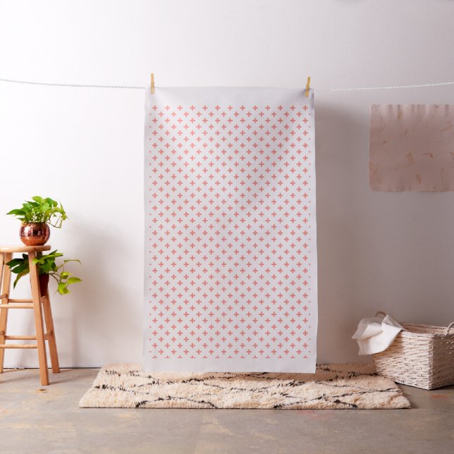 Tissu Peach polka croise sur blanc (In Situ)