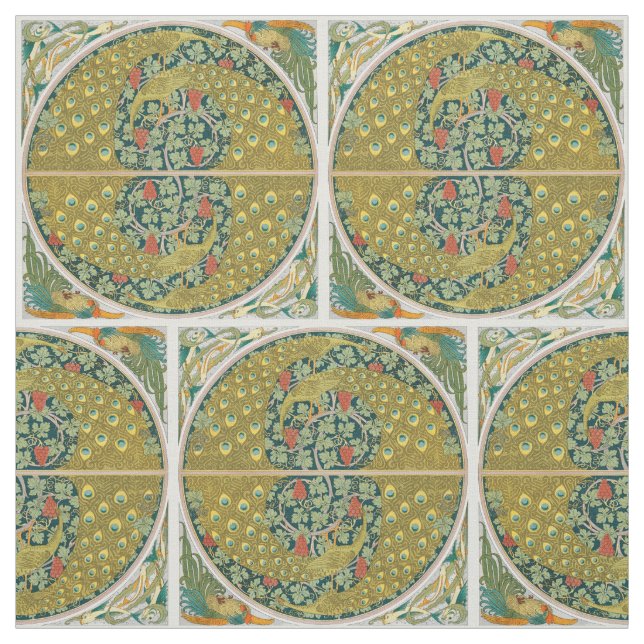 Tissu Peacock Art Nouveau Style rond design complexe (Échantillon)
