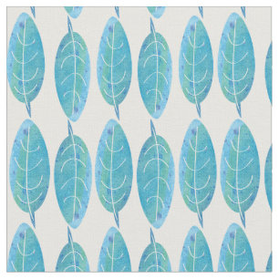 Tissu Peacock bleu moderne aquarelle design feuille