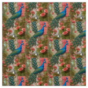 Tissu Peacock en Apricot Jardin Rose