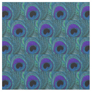 Tissu Peacock Fabric Plumes pourpre Périvent bleu Aqua