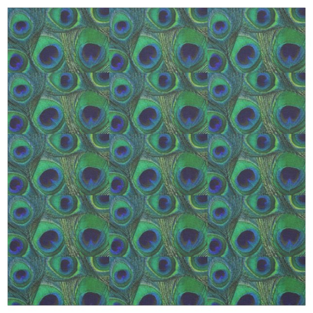 Tissu Peacock Feather Fabric - Green Turquoise Blue Navy (Échantillon)