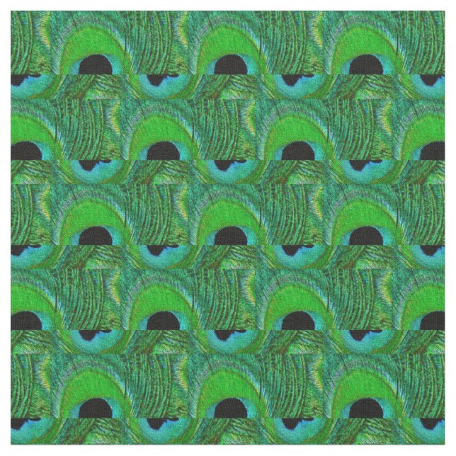 Tissu Peacock Feather Fabric - Vert Aqua Bleu Noir (Fermer)