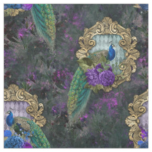 Tissu Peacock, Fleurs et Gold Frame