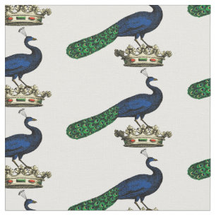 Tissu Peacock héraldique Vintage stylisé sur Couronne C