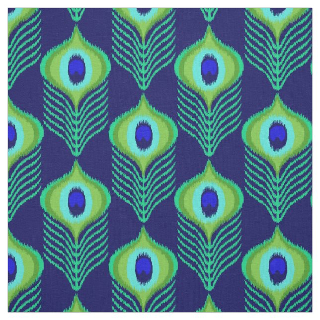 Tissu Peacock plume marocain ikat design (Échantillon)