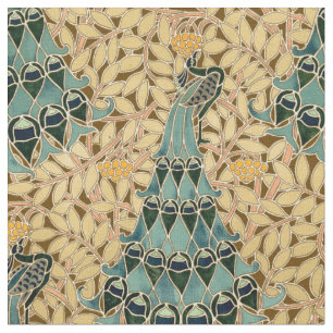 Tissu Peacocks Art Nouveau vintage Dans Les Arbres Motif