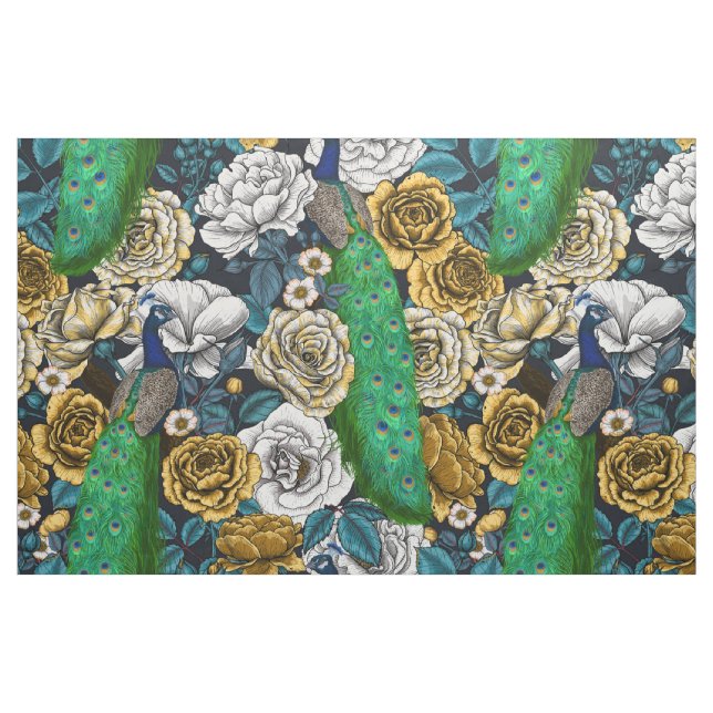 Tissu Peacocks dans le jardin rose 3 (Fat Quarter)