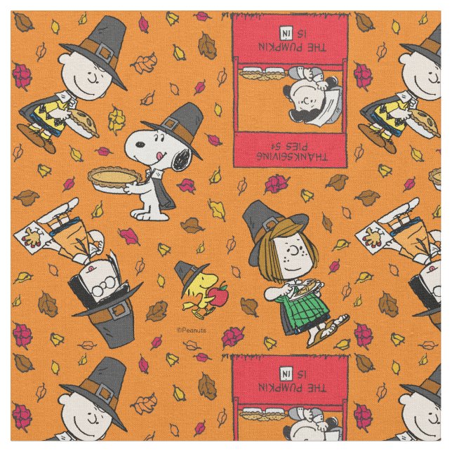 Tissu Peanuts Gang Pilgrim Thanksgiving (Fermer)