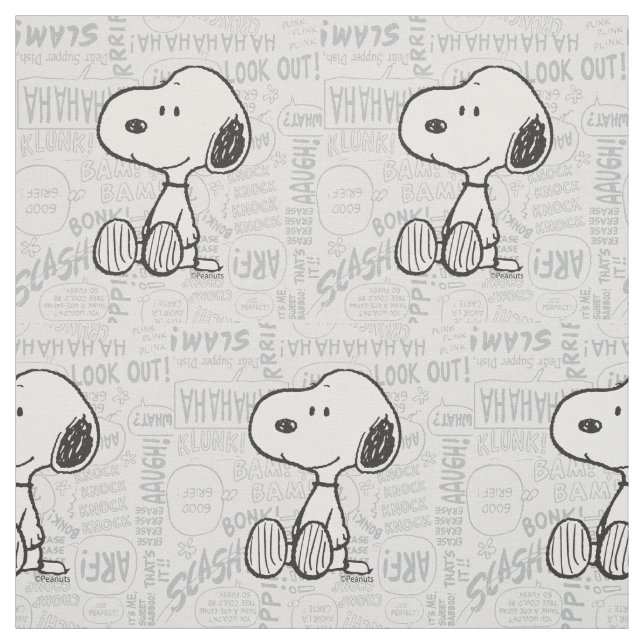 Tissu PEANUTS | Snoopy en bandes dessinées Noir Blanc (Échantillon)