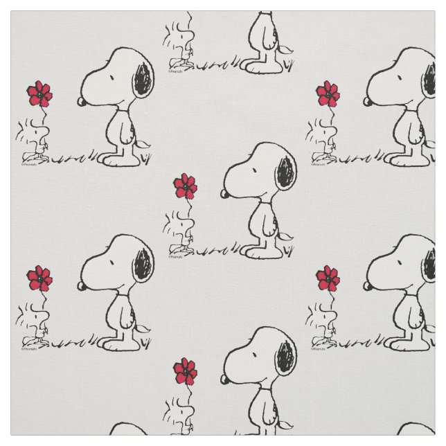 Tissu Peanuts | Snoopy & Woodstock Red & Black (Échantillon)