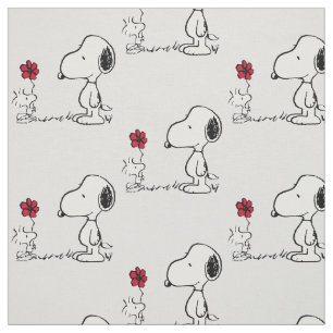 Tissu Peanuts Snoopy & Woodstock Rouge & Noir