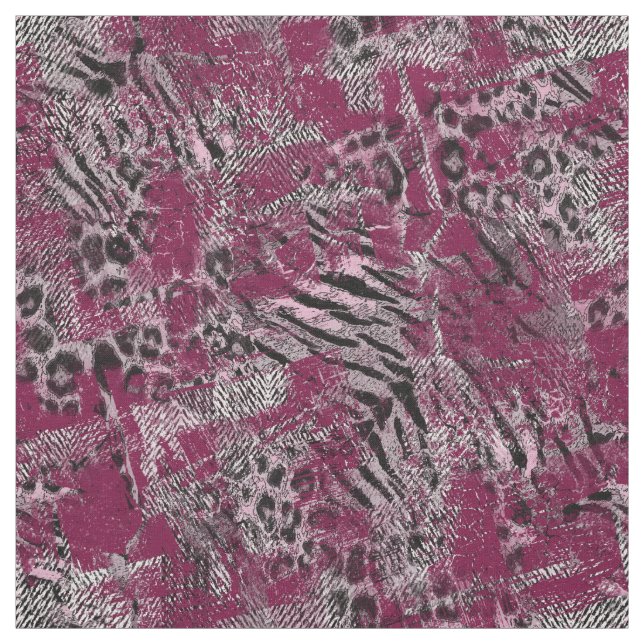Tissu Peau d'animal tigré gris Bourgogne tacheté léopard (Échantillon)