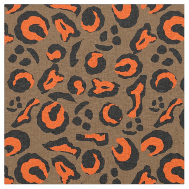 Tissu Peau léopard Imprimer Camouflage noir orange Brown (Fermer)