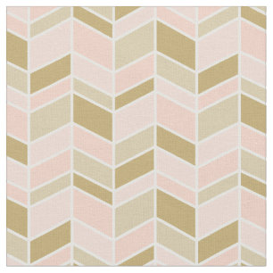 Tissu Pêche et Herringbone Or Chevron