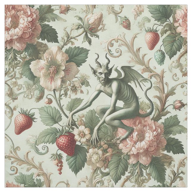 Tissu Péchés fraises - Carreaux de déclaration gothique (Échantillon)