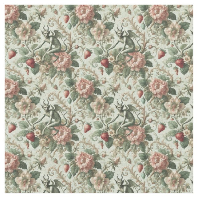 Tissu Péchés fraises - Carreaux Gothiques Dense (Fermer)
