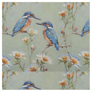 Tissu Pêcheurs Australiens Bleus Et Fleurs D'Eucalyptus,