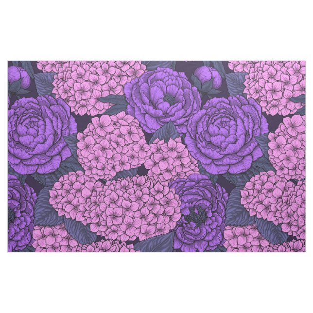 Tissu Peine et hydrangée en rose et violet (Fat Quarter)