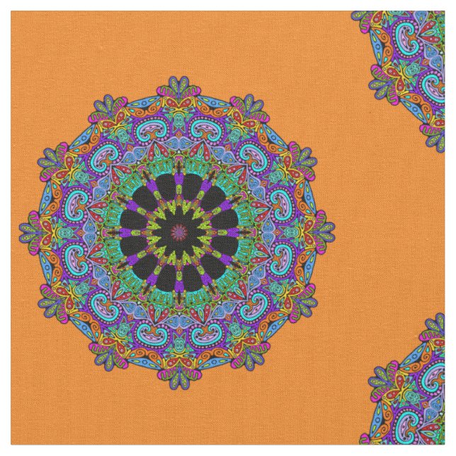 Tissu Peinture à la main Mandala Horloge Face 24 (Fermer)