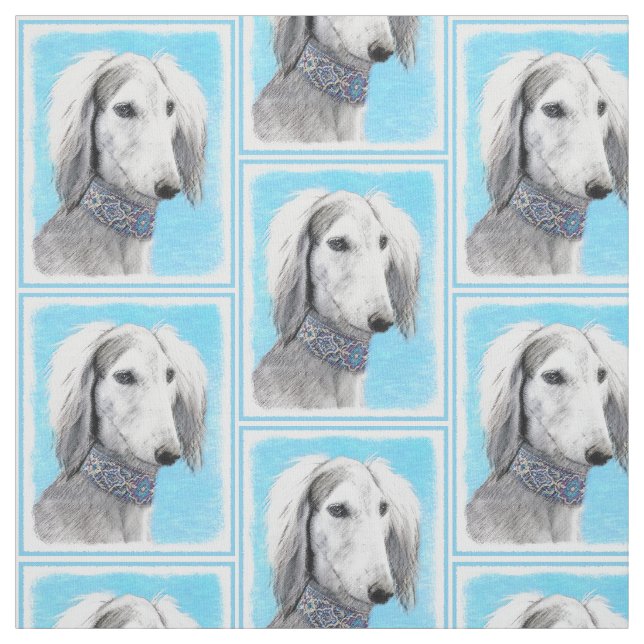 Tissu Peinture (argentée) de Saluki - art original (Échantillon)