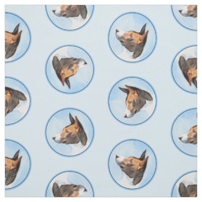 Tissu Peinture Basenji Châtaignier Rouge Brindle mignon  (Échantillon)