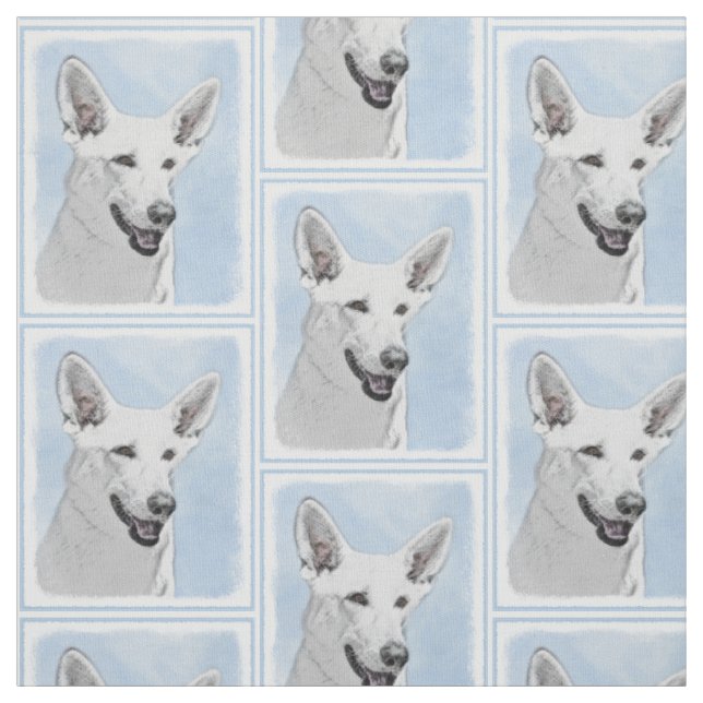 Tissu Peinture blanche de berger - art original mignon (Échantillon)