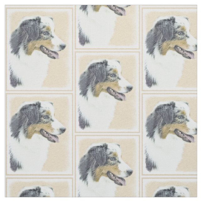 Tissu Peinture de berger australien - Art original de ch (Échantillon)