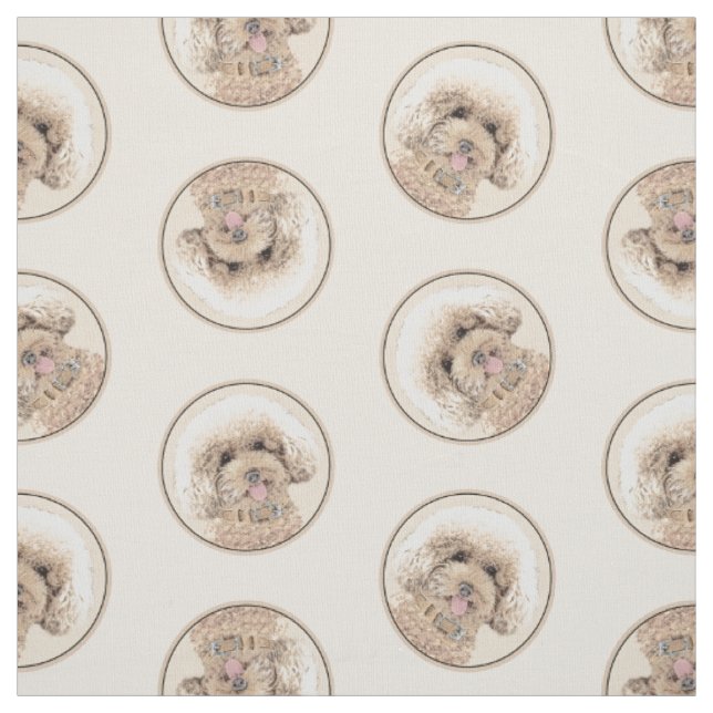Tissu Peinture de caniche Jouet Apricot Crème originale  (Échantillon)